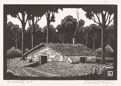 Herschel C. Logan, Woodside Hut, 1935, wood engraving, 4 x 6 in., Kansas State University, Mari…