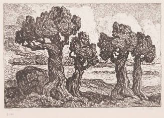 Sven Birger Sandzén, Cedars in the Foothills, 1922, lithograph, 15 x 22 3/8 in., Kansas State U…