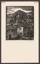 Sue Jean Covacevich, Mexican Pueblo, ca. 1940, woodcut, 4 7/8 x 4 in., Kansas State University,…