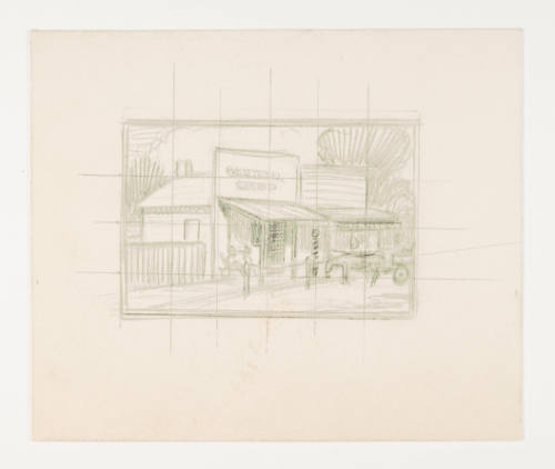 Herschel C. Logan, Study for Barber Shop, ca. 1927, graphite, 4 1/4 x 5 1/8 in., Kansas State U…