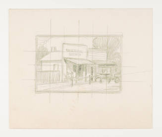 Herschel C. Logan, Study for Barber Shop, ca. 1927, graphite, 4 1/4 x 5 1/8 in., Kansas State U…