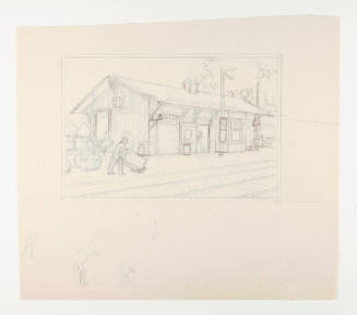 Herschel C. Logan, Study for Country Depot, 1924, graphite, 7 5/8 x 8 7/8 in., Kansas State Uni…