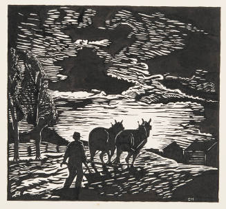 Title unknown (study for a print of a farmer plowing)