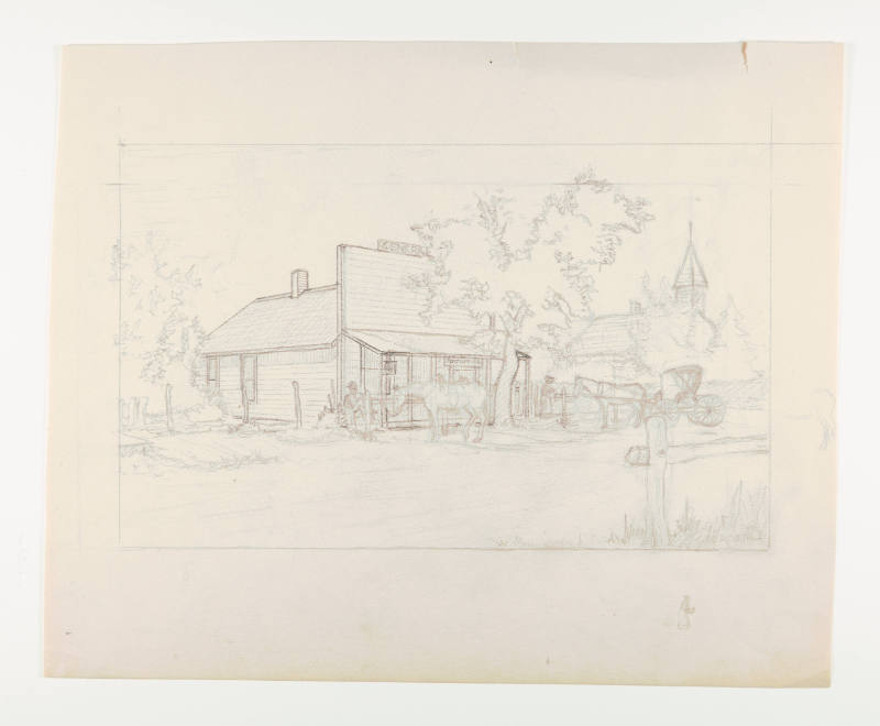 Herschel C. Logan, Study for General Store, 1925, graphite, 7 15/16 x 9 13/16 in., Kansas State…