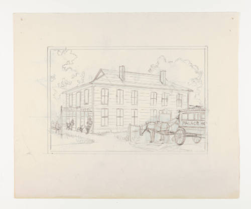 Herschel C. Logan, Study for Country Hotel, 1925, graphite, 7 x 8 1/2 in., Kansas State Univers…