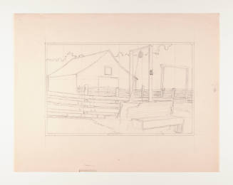 Herschel C. Logan, Study for Farmyard, 1926, graphite, 8 1/2 x 11 1/8 in., Kansas State Univers…