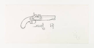Herschel C. Logan, study for a second model forsyth pill-lock, ca.1944, ink with graphite and c…