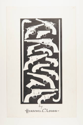 Herschel C. Logan, title unknown (gun silhouette design), ca. 1944, ink with graphite and white…