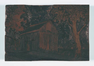 John Frederick Helm, Jr., August, 1969, wood engraving block, 15/16 x 6 x 4 in., Kansas State U…