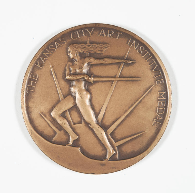 Medal for merit wood cut Herschel C. Logan 1934