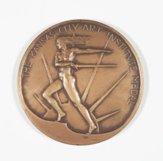 Medal for merit wood cut Herschel C. Logan 1934