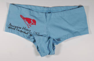 Untitled (blue cotton panties with bird stamp)