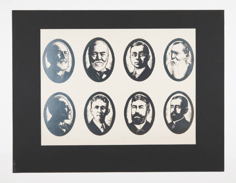 E. C. Sams, Logan, Birger Sandzen, Harry H. Woodring (recto) eight unknown title (portraits of men) (verso)
