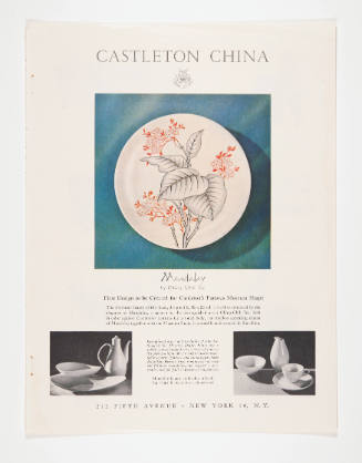 Advertisement for Castleton China Collection featuring Mandalay by Ching-Chih Yee