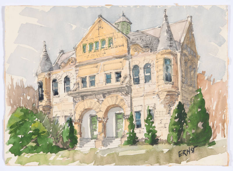 F. Gene Ernst, Holton Hall/ K.S.U., ca. 1974, 9 15/16 x 13 7/8 in., Kansas State University, Ma…