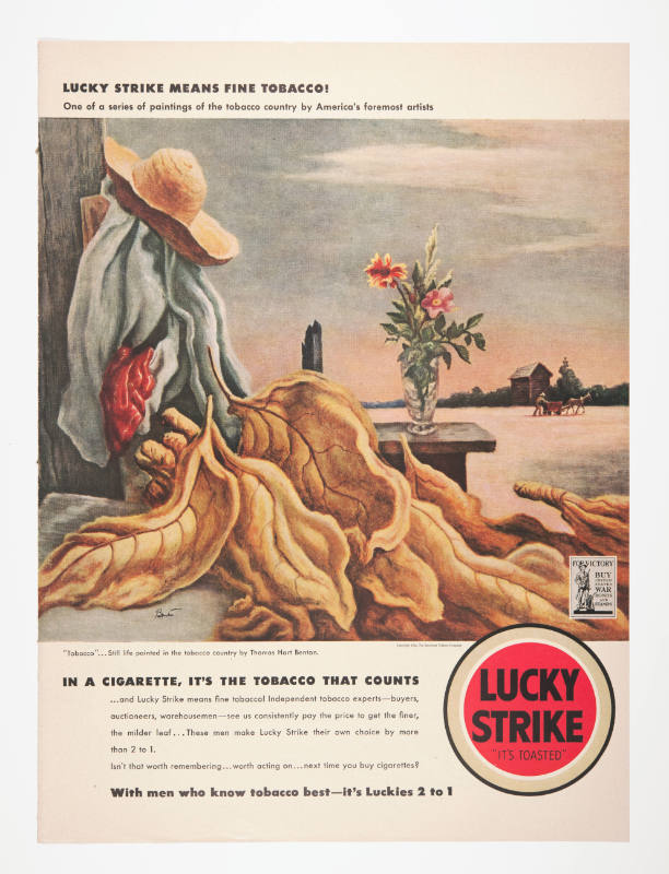 Advertisement for Lucky Strike featuring Thomas Hart Benton's Tobacco