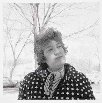Miriam Schapiro (artist), side yard, Kren home, Bertrand Street, Manhattan, Kansas, February 23, 1978