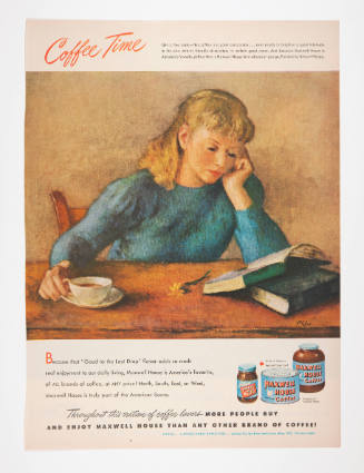 Advertisement for Maxwell House featuring a painting by Robert Philipp