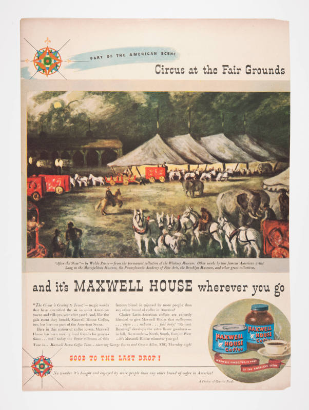 Advertisement for Maxwell House featuring Waldo Pierce's After the Show