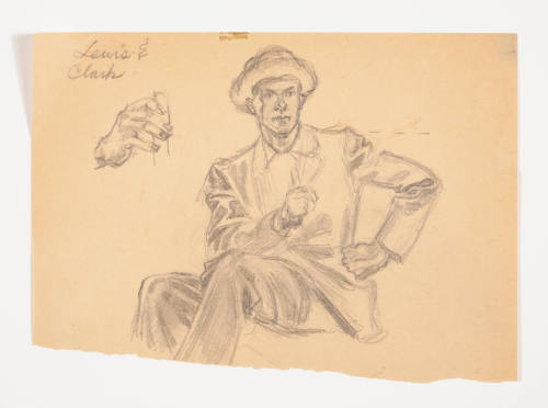 David Hicks Overmyer, Study for Lewis and Clark (figure holding a telescope), ca. 1953, graphit…