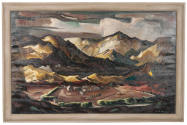 Doel Reed, Valdez (pre-conservation), ca. 1955, oil on canvas, 24 5/16 x 40 3/8 in., Kansas Sta…