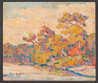 Sven Birger Sandzén, Autumn Gold, 1927, oil on metal, 11 7/8 x 13 7/8 in., Kansas State Univers…