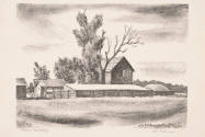 William Judson Dickerson, Farm Building, 1936, lithograph, 8 x 11 in., Kansas State University,…