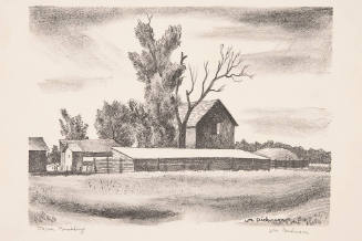 William Judson Dickerson, Farm Building, 1936, lithograph, 8 x 11 in., Kansas State University,…