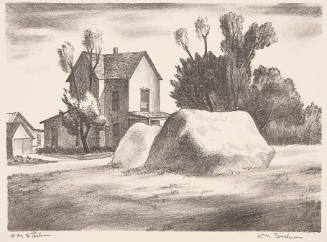 William Judson Dickerson, House and Haystack (aka Haystacks), 1936, lithograph, 8 x 11 in., Kan…