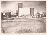 William Judson Dickerson, Untitled, Industrial Wichita no. 3 (aka Mills, Fields and Tanks), 193…