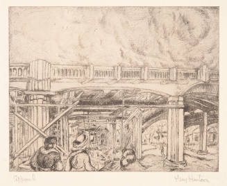 Mary Huntoon, Approach, ca. 1935, drypoint, 7 x 8 3/4 in., Kansas State University, Marianna Ki…