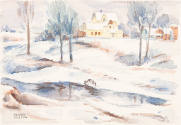 Glenn Golton, Winter, ca, 1938, watercolor, 5 1/2 x 7 7/8 in., Kansas State University, Mariann…