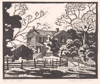 William Phelps Cunningham, Farm House, ca. 1932, woodcut, 5 5/8 x 6 7/8 in., Kansas State Unive…
