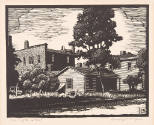 Herschel C. Logan, On Fifth Street, 1932, woodcut, 5 1/2 x 7 in., Kansas State University, Mari…