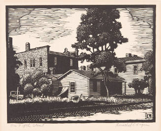 Herschel C. Logan, On Fifth Street, 1932, woodcut, 5 1/2 x 7 in., Kansas State University, Mari…