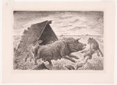 John Steuart Curry, Coyote Stealing a Pig, 1927, lithograph, 9 3/4 x 15 in., Kansas State Unive…