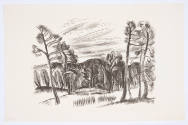 Henry Varnum Poor, title unknown (landscape with hills and trees), ca. 1938, 10 x 14 in., Kansa…