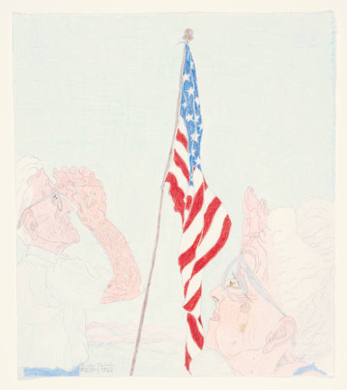 Elizabeth Layton, Saluting the Flag, 1984, colored pencil and graphite, 14 9/16 x 12 7/8 in., K…