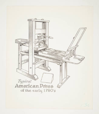 Herschel C. Logan, Study for The American Hand Press (typical American press), 1980, ink and gr…