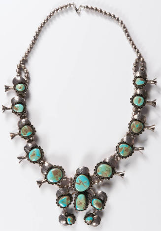 Silver turquoise squash-blossom necklace