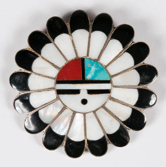 Silver inlaid sunface pin