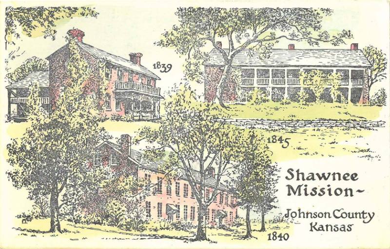 Shawnee Mission (3 buildings) (postcard)