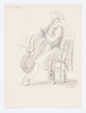 Title unknown ((recto) woman playing cello and (verso) man playing cello)