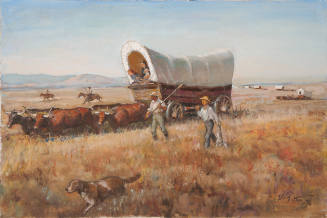 Title unknown (wagon train with oxen)