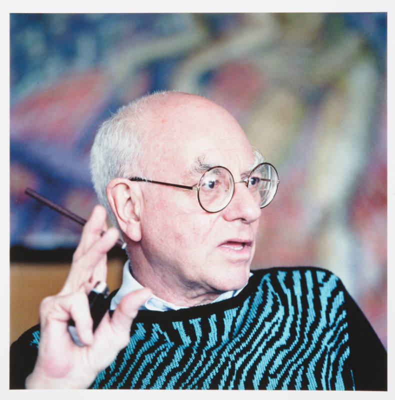 Don Baum (artist, teacher, curator), in his apartment, South Shore Drive, Chicago, June 13, 1985