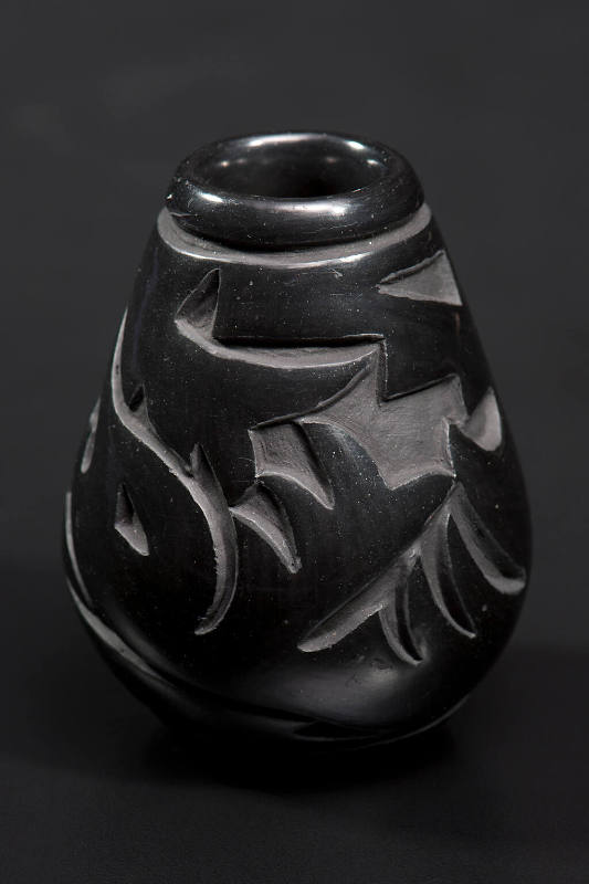 Carved blackware jar