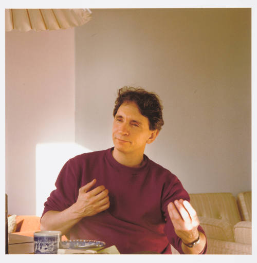 Michael Meyers (artist and professor, School of the Art Institute of Chicago), in his apartment, Grand Street, Chicago, December 30, 1984