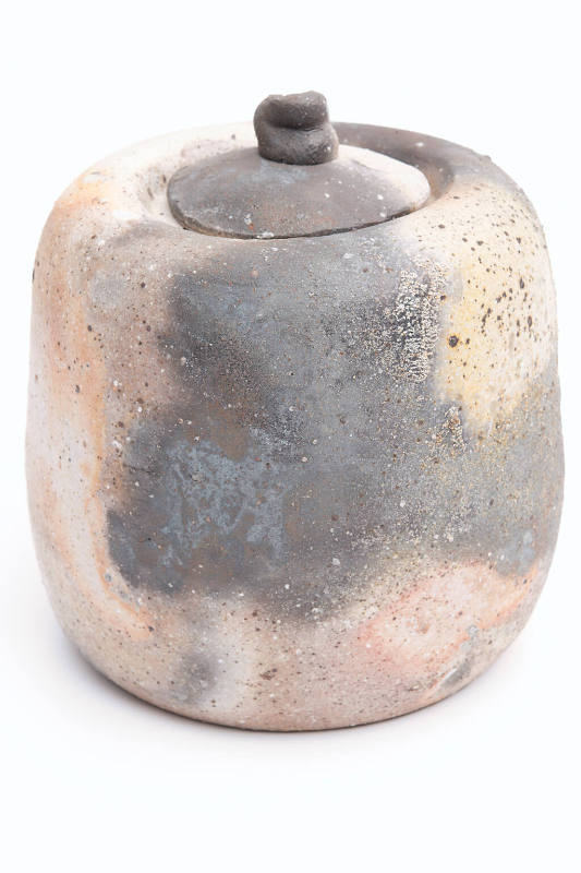 Title unknown (smoke-fired lidded form)