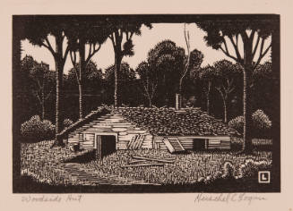 Herschel C. Logan, Woodside Hut, 1935, wood engraving, 4 x 6 in., Kansas State University, Mari…