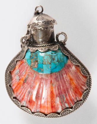 Spiny oyster shell silver turquoise bottle